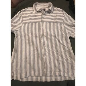 Mr Turk Men's Button Down Short Sleeve Shirt 100% Cotton Large
